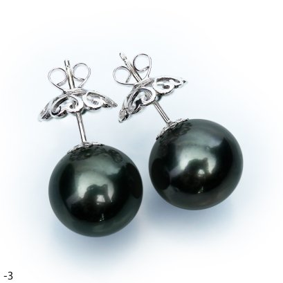 Approx. 13.0 - 14.0 mm, Tahitian Pearl, Stud Pearl Earrings