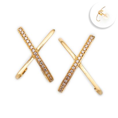 18K Gold (1.64g), Diamond (0.152ct), Kiss & Kiss (xx) Stud Earrings