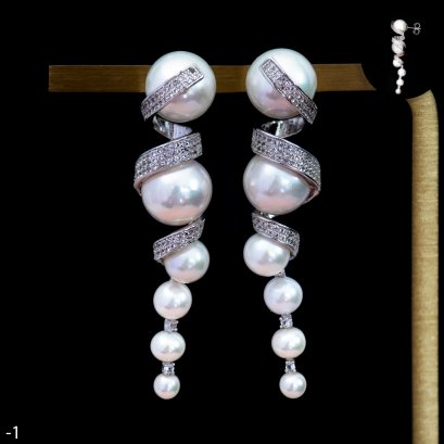 Approx. 4.0 - 12.0 mm, Freshwater Pearl and Edison Pearl, "Spiral" Pearl Stud Earrings