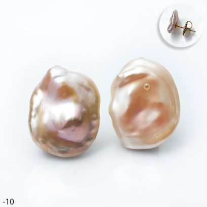 Approx. 11.0 - 13.0 mm, Corn Flake Pearl, Freshwater Pearl, Stud Earrings