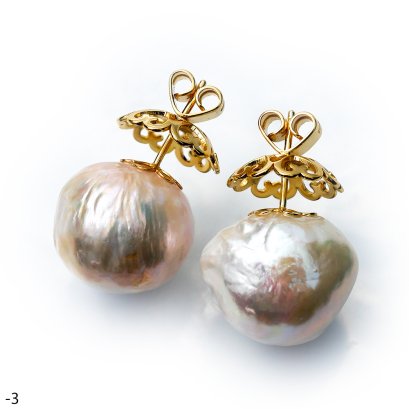 Approx. 16.0 - 17.0 mm, Freshwater Pearl, "Meteo Pearl" Stud Pearl Earrings