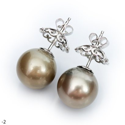 Approx. 13.0 mm, Tahitian Pearl, Stud Pearl Earrings