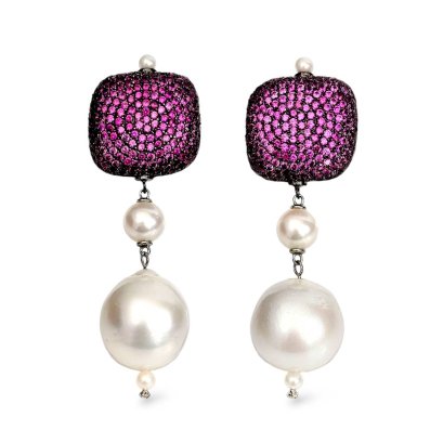 Approx. 3.0 and 7.0 mm and 16.0 mm, Akoya and White South Sea Pearl, "2024 Reminder Collection - Prestige" Dangle Pearl Stud Earrings