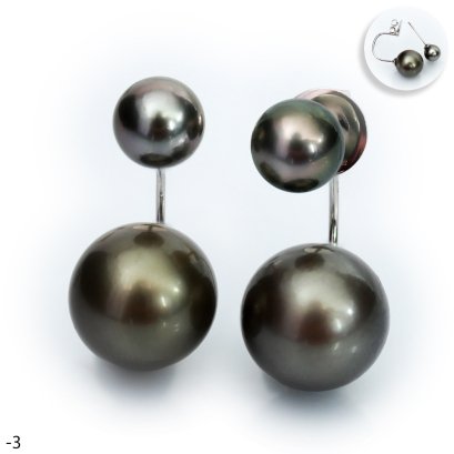 Approx. 7.0 mm and 12.0 mm, Tahitian Pearl, Arch Bridge Pearl Earring Backs Stud Pearl Earrings