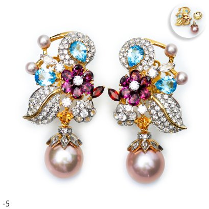 Approx. 13.0 - 15.0 mm, Edison Pearl, Wild Flora Gems Pearl Stud Earrings