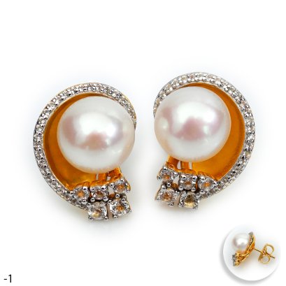 Approx. 9.0 - 10.0 mm, Freshwater Pearl, Nautilus Pearl Stud arings