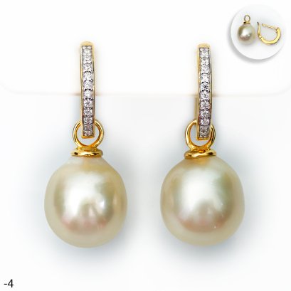 Approx. 10.0 - 11.0 mm, Gold South Sea Pearl, Latch Back Jacket Pearl Earrings