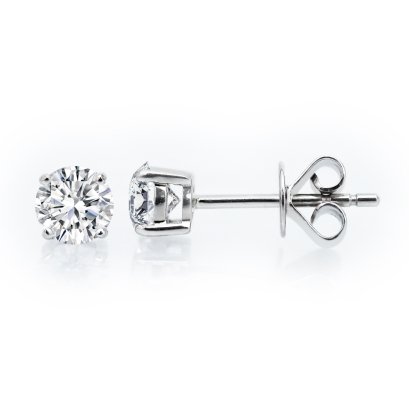 (IGI) 1.1 ct, Laboratory Grown Diamond (Round Brilliant, HPHT, 0.550 ct (x2), D, VVS2), Four Prongs Classic Diamond Stud Earrings