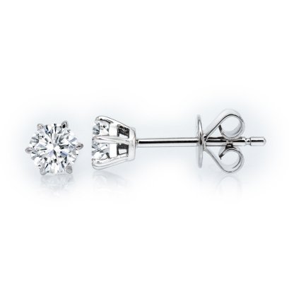 9K Gold, Laboratory Grown Diamond, Six Prongs Solitaire Diamond Stud Earrings