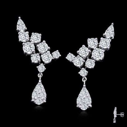 18K Gold, Laboratory Grown Diamond (0.993ct), Diamond Earrings