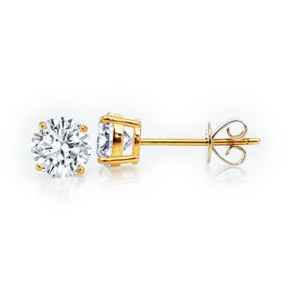 (IGI) 1.08 ct, Laboratory Grown Diamond (Round Brilliant, HPHT, 0.54 ct (x2), D, VVS2), Four Prongs Diamond Stud Earrings