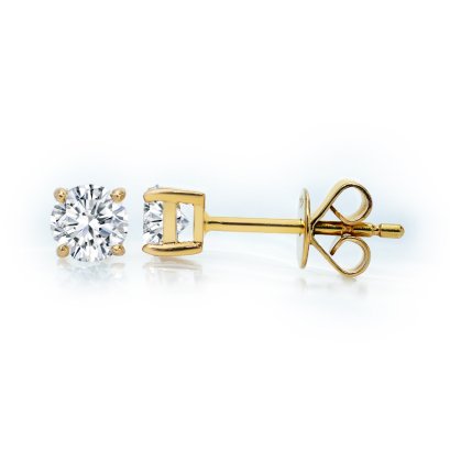 (IGI) 1.08 ct, Laboratory Grown Diamond (Round Brilliant, HPHT, 0.54 ct. (x2), D, VVS2), Four Prongs Diamond Stud Earrings