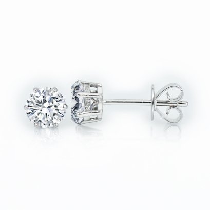 (IGI) 1.14 ct, Laboratory Grown Diamond (Round Brilliant, HPHT, 0.57 ct. (x2), D, VVS2), Six Prongs Diamond Stud Earrings