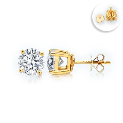 (IGI) 2.18ct, Laboratory Grown Diamond (Round Brilliant, HPHT, 1.09ct. (x2), D, VS 1), Four Prongs Diamond Stud Earrings