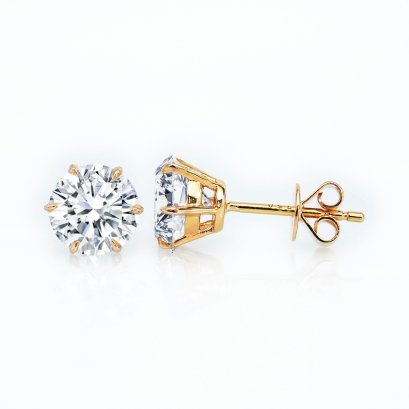 (IGI) 1.06 ct, Laboratory Grown Diamond (Round Brilliant, HPHT, 1.06 ct. (x2), D, VVS2), Six Prongs Diamond Stud Earrings