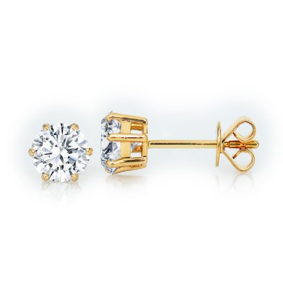 (IGI) 1.10 ct, Laboratory Grown Diamond (Round Brilliant, HPHT, 0.55ct. (x2), D, VVS 2), Six Prongs Diamond Stud Earrings