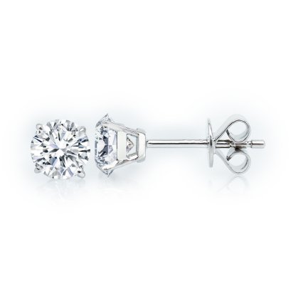 (IGI) 1.14 ct, Laboratory Grown Diamond (Round Brilliant, HPHT, 0.57 ct. (x2), D, VVS2), Six Prongs Diamond Stud Earrings