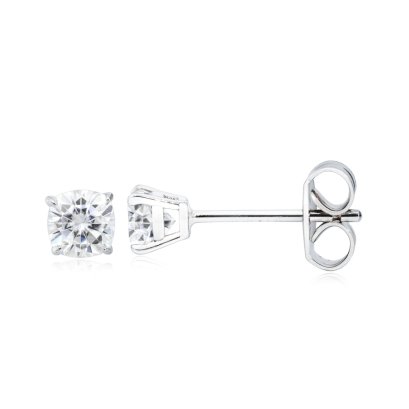 (GRA), Moissanite Cushion Brilliant (0.35ctx2/D/VVS1/Ex) Four Prongs Solitaire Moissanite Stud Earrings