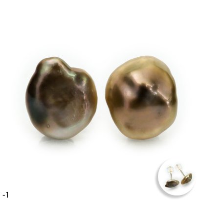 Approx. 8.0 mm, Nebular Lot, Keshi Tahitian Pearl, Stud Pearl Earrings