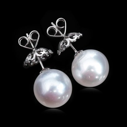 12.87 mm and 12.99 mm, White South Sea Pearl, Stud Pearl Earrings