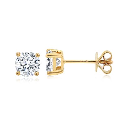(IGI) 1.1 ct, Laboratory Grown Diamond (Round Brilliant, HPHT, 0.550 ct (x2), D, VVS2), Four Prongs Classic Diamond Stud Earrings