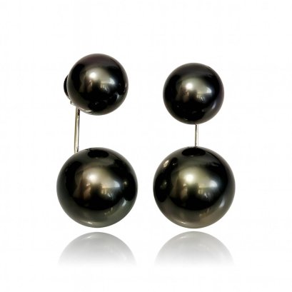 Approx. 7.0 - 9.0 mm, Tahitian Pearl, Stud Pearl Earrings with Pearl Arch Bridge Earring Backs