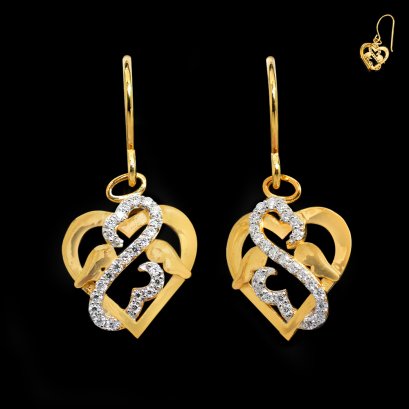 S925, "Luminous Love" Collection Fish Hooks Heart Earrings