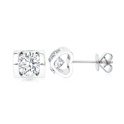 9K Gold, Laboratory Grown Diamond, Diamond Heart Stud Earrings