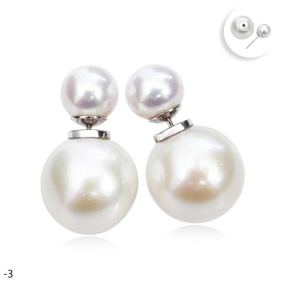 Approx. 8.0 mm and 13.0 mm, Freshwater Pearl and Edison Pearl, Front Back Double Pearl Stud Earrings