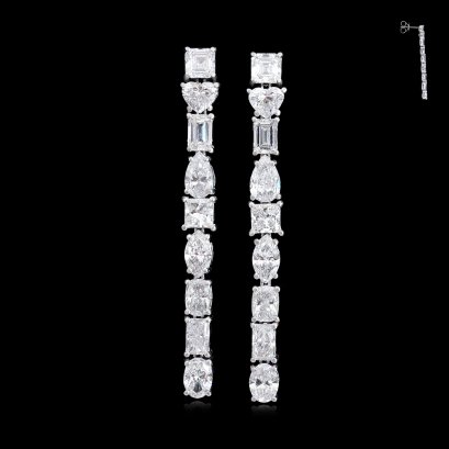 9K Gold, Laboratory Grown Diamond, Fancy Shapes Diamond Stripe Stud Earrings