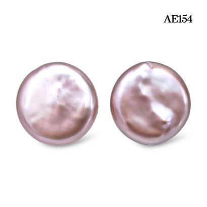 Approx. 11.0 -12.0 mm, Coin Shaped Freshwater Pearl, Stud Pearl Earrings