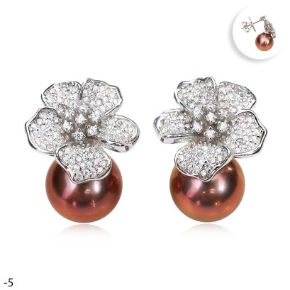 Approx. 10.0 mm, Edison Pearl, Sakura Pearl Stud Earrings