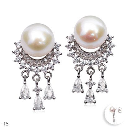 Approx. 10.0 mm, Edison Pearl, Chandelier Stud Pearl Earrings