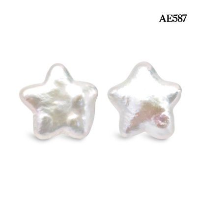 Approx. 11.0 mm, Freshwater Pearl, Star Stud Pearl Earrings