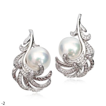 Approx. 10.0 mm, Edison Pearl, "The Plume" Pearl Fish Hooks Earrings