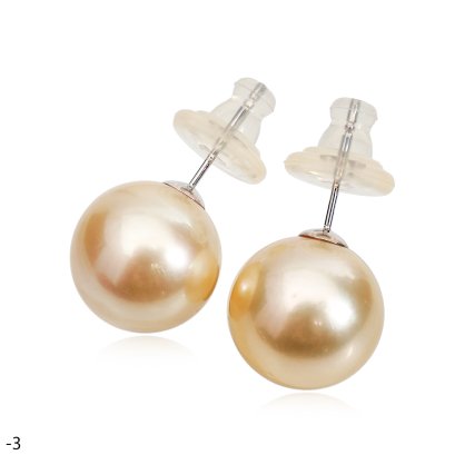 Approx. 11.0 - 13.0 mm, Gold South Sea Pearl, Pearl Stud Earrings