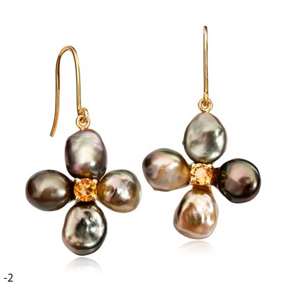 Approx. 7.0 - 8.0 mm, Keshi Tahitian Pearl, Dangle Flower Pearl Fish Hooks Earrings