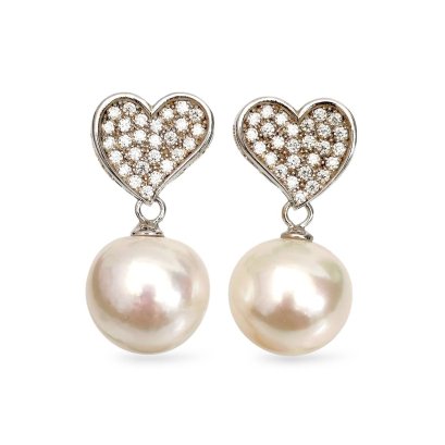 Approx. 11.0 mm, Edison Pearl, "Luminous Love" Dangle Pearl Stud Earrings