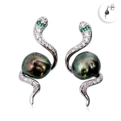 Approx. 6.0 mm, Keshi Pearl, Tahitian Pearl, Snake Pearl Stud Earrings