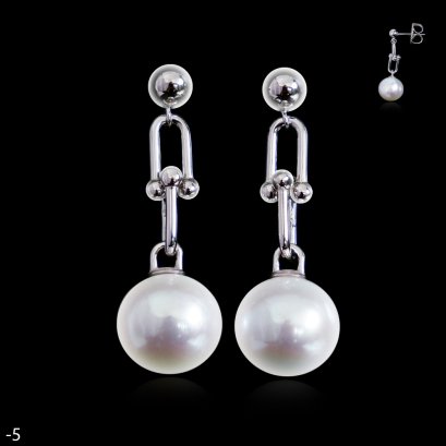 Approx. 10.0 mm, Edison Pearl, Dot Tiffani Dangle Pearl Stud Earrings