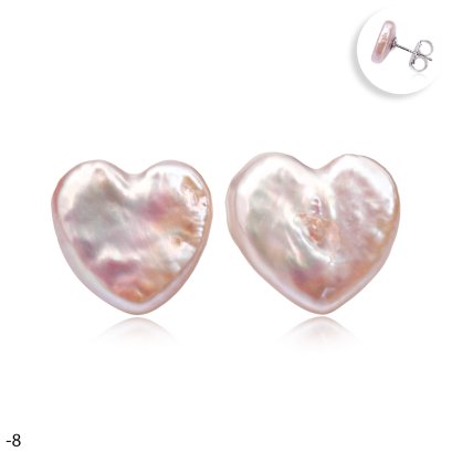 Approx. 12.0 - 14.0 mm, Freshwater Pearl, Heart Shape Pearl Stud Earrings