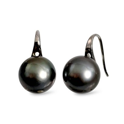 Approx. 11.5 - 12.0 mm, Tahitian Pearl, Fish Hooks Spoon Earrings