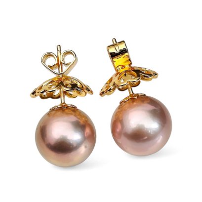 Approx. 13.0 mm, Diva Copper Lot, Edison Pearl, Stud Earrings