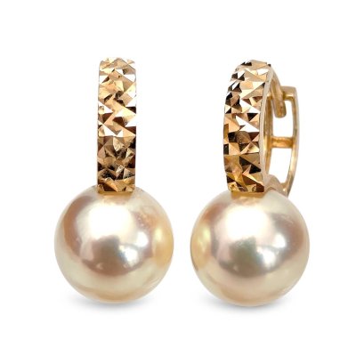 7.8 mm and 7.9 mm, Moonlight Lot, Akoya Pearl, Mini Huggie Front Disco Pearl Earrings