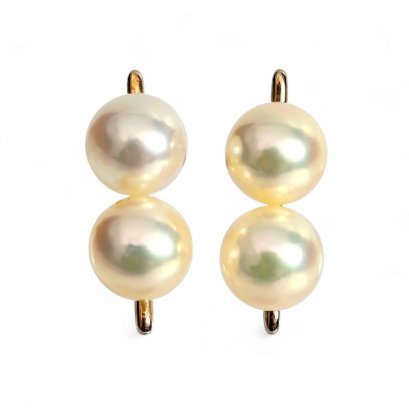 Approx. 6.0 mm, Moonlight Lot, Akoya Pearl, Duo Pearl Stud Earrings