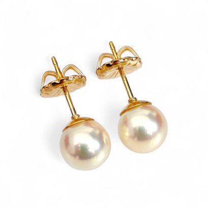 Approx. 7.0 - 7.5 mm, Moonlight Lot, Akoya Pearl, Stud Earrings