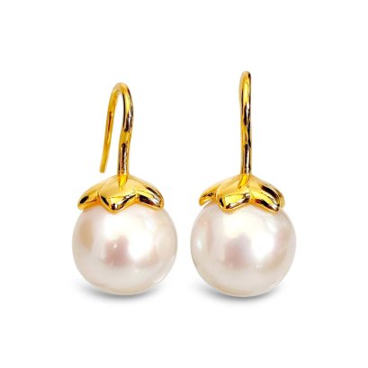 Approx. 10.0 mm, Edison Pearl, Tomato Fish Hooks Pearl Earrings