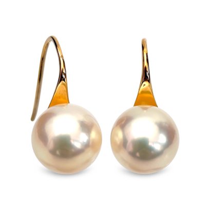 Approx. 8.5 mm, Moonlight Lot, Akoya Pearl, Fish Hooks Spoon Earrings