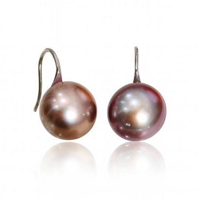 Approx. 11.0 - 11.5 mm, Edison Pearl, Fish Hooks Spoon Earrings