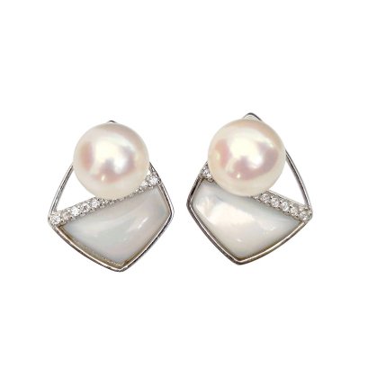 Approx. 6.5 mm, Akoya Pearl, Drop Mother of Pearl (MOP) Pearl Stud Earrings